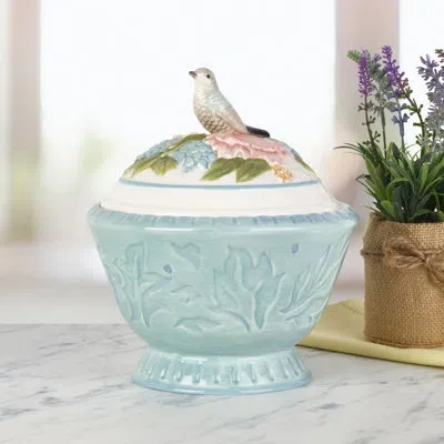 Fitz And Floyd Meadow Cookie Jar, 9.38 Inch In Blue