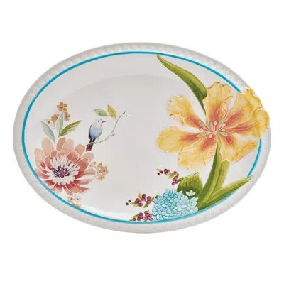 Fitz And Floyd Meadow Large Platter, 14.25 Inch In Blue;white;green;yellow;pink