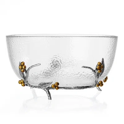 Fitz And Floyd Natures Greeting Glass Serving Bowl, 10.25 Inch In Clear