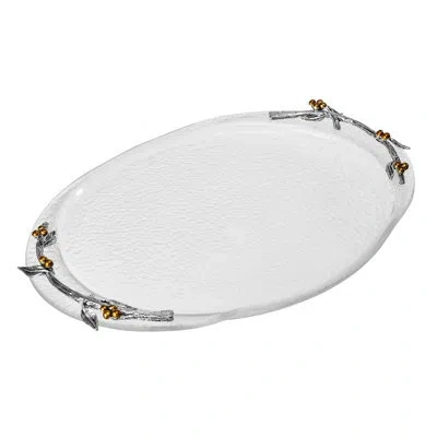 Fitz And Floyd Natures Greeting Glass Serving Tray, 14 Inch In Clear