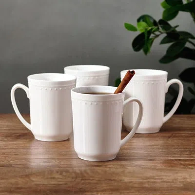 Fitz And Floyd Naveah White Classic Bead 17-oz Mug Set Of 4