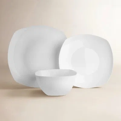 Fitz And Floyd Nevaeh White 12-piece Lightweight Bone China Dinnerware Set, Service For 4