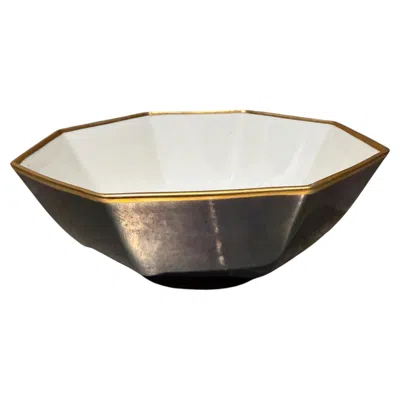Pre-owned Fitz And Floyd Fitz & Floyd Octagonal Serving Vegetable Bowl Renaissance Mid Century In Beige