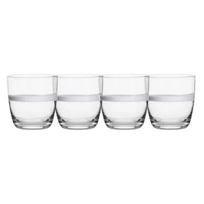Fitz And Floyd Organic Band 15 Oz. Double Old Fashion Glasses In Clear