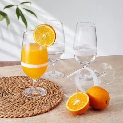 Fitz And Floyd Organic Band 19 Oz. Footed Iced Beverage Glasses In Clear