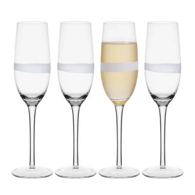 Fitz And Floyd Organic Band 8 Oz. Champagne Flutes In Clear