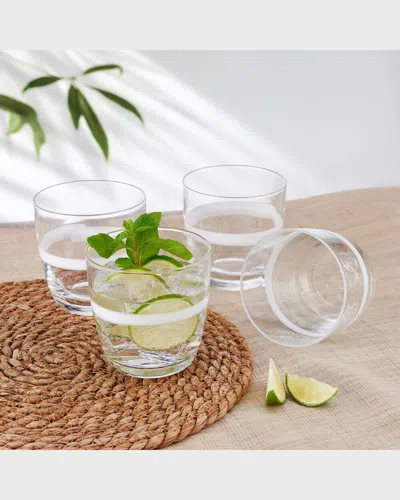 Fitz And Floyd Organic Band Double Old Fashioned Glasses - Set Of 4 In White