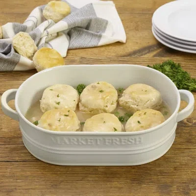 Fitz And Floyd Oval Porcelain China Casserole Bakeware In White
