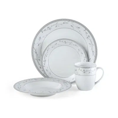 Fitz And Floyd Platinum Vine 32-piece Porcelain Dinnerware Set, Service For 8 In White