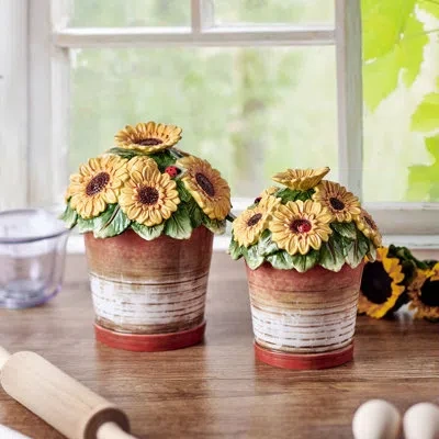 Fitz And Floyd Provence Canister, Set Of 2 In Brown;yellow