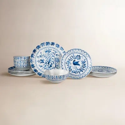 Fitz And Floyd Sicily 12-piece Dinnerware Set, Service For 4 In Blue