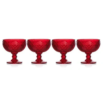 Fitz And Floyd Sicily Dessert Bowls, Set Of 4 In Red