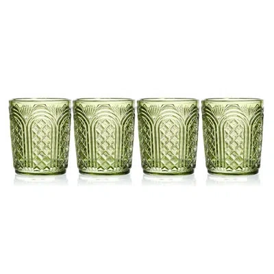 Fitz And Floyd Sicily Double Old Fashioned Glasses, Set Of 4 In Green