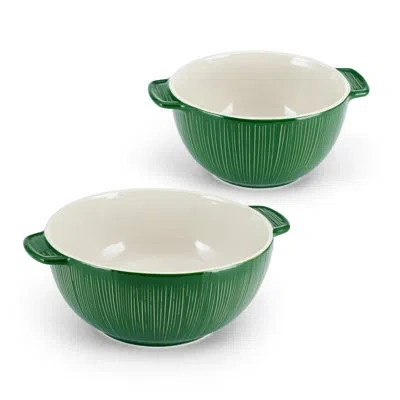 Fitz And Floyd Sicily Serving Bowls, Set Of 2, Green