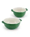 Fitz And Floyd Sicily Serving Bowls, Set Of 2 In Green