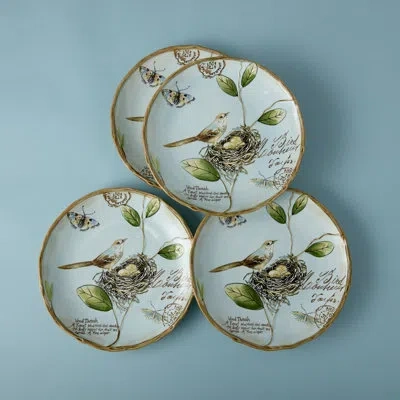 Fitz And Floyd Toulouse Bird Accent Plate, 4 Piece In Blue