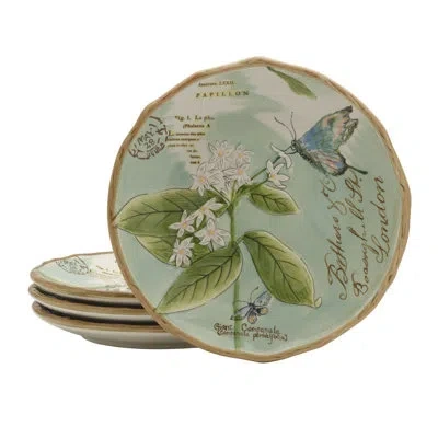 Fitz And Floyd Toulouse Butterfly Accent Plate, 4 Piece In Green