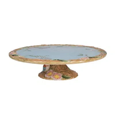 Fitz And Floyd Toulouse Footed Cake Plate In Blue