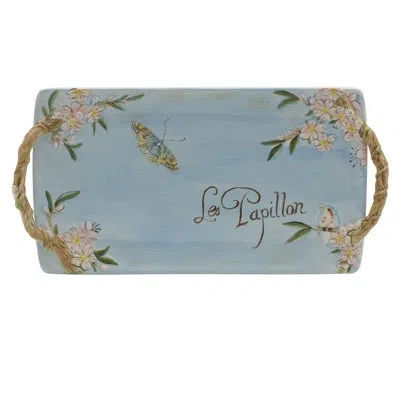 Fitz And Floyd Toulouse Handled Serving Tray, 14 Inch, Blue In Blue;white;green
