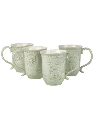 Fitz And Floyd Toulouse Mugs, Set Of 4 In Green
