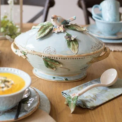 Fitz And Floyd Toulouse Soup Tureen With Ladle In Blue