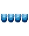 Fitz And Floyd Trestle 10-oz Double Old Fashioned Glasses 4-piece Set In Blue