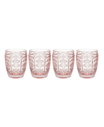 Fitz And Floyd Trestle 10-oz Double Old Fashioned Glasses 4-piece Set In Blush