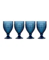 Fitz And Floyd Trestle 12-oz Goblet Glasses 4-piece Set In Assorted