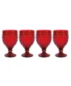 Fitz And Floyd Trestle 12-oz Goblet Glasses 4-piece Set In Red