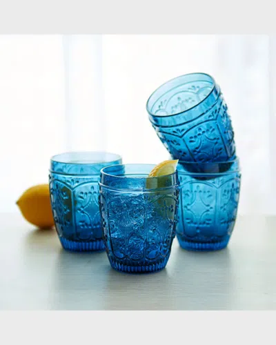 Fitz And Floyd Trestle Double Old Fashioned Glasses - Set Of 4 In Blue