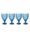 Fitz And Floyd Trestle Goblets, Set Of 4 In Blue