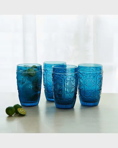 Fitz And Floyd Trestle Highball Glasses - Set Of 4 In Blue Indigo