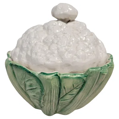 Pre-owned Fitz And Floyd Vintage 1989 Fitz & Floyd Cauliflower Lidded Dish In Gray
