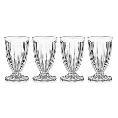 Fitz And Floyd Vintage Scoop Footed Glass Set Of 4 In Transparent