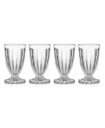 Fitz And Floyd Vintage Scoop Footed Glasses, Set Of 4 In Transparent