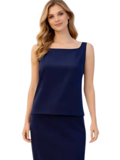 Fitzroy & Willa Annie Sleeveless Top In Solid Navy In Blue