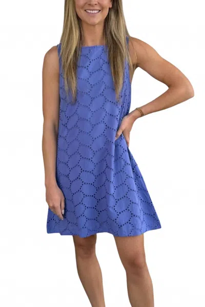 Fitzroy & Willa Edie Sleeveless Shift Dress In Periwinkle Eyelet In Blue