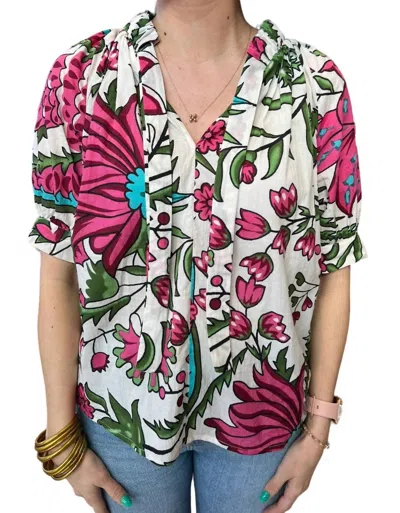 Fitzroy & Willa Pam Short Sleeve Top In Funky In Multi