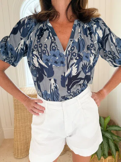 Fitzroy & Willa Sallie Anne Blouse In Blue Bird