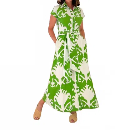 Fitzroy & Willa Savannah Midi Dress In Sullivan Green Big Ikat In Multi