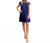 Fitzroy & Willa Silk Shift Dress In Navy In Blue