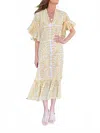 Fitzroy & Willa Soleil Dress In Butter Ikat Block In Multi