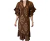 Fitzroy & Willa Soleil Midi Dress In Espresso Ikat In Brown