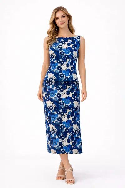 Fitzroy & Willa Taylor Midi Skirt In Blue Poppy