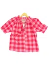 Fitzroy & Willa Women's Pam Top Short Sleeve In Pink Gingham