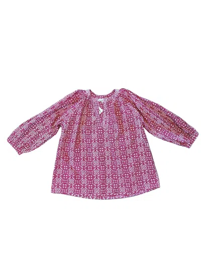 Fitzroy & Willa Women's Sallie Short Sleeve Top In Batik Red In Multi