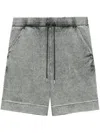 Five Cm Bleached-effect Cotton Shorts In Grey