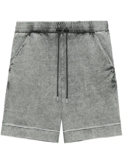 Five Cm Bleached-effect Cotton Shorts In Grey
