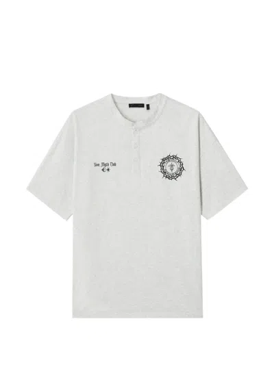 Five Cm Button Graphic T-shirt In Gray
