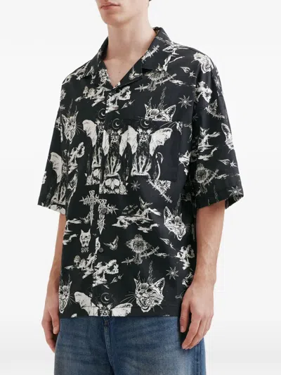 Five Cm Buttoned Graphic Print Shirt In Black